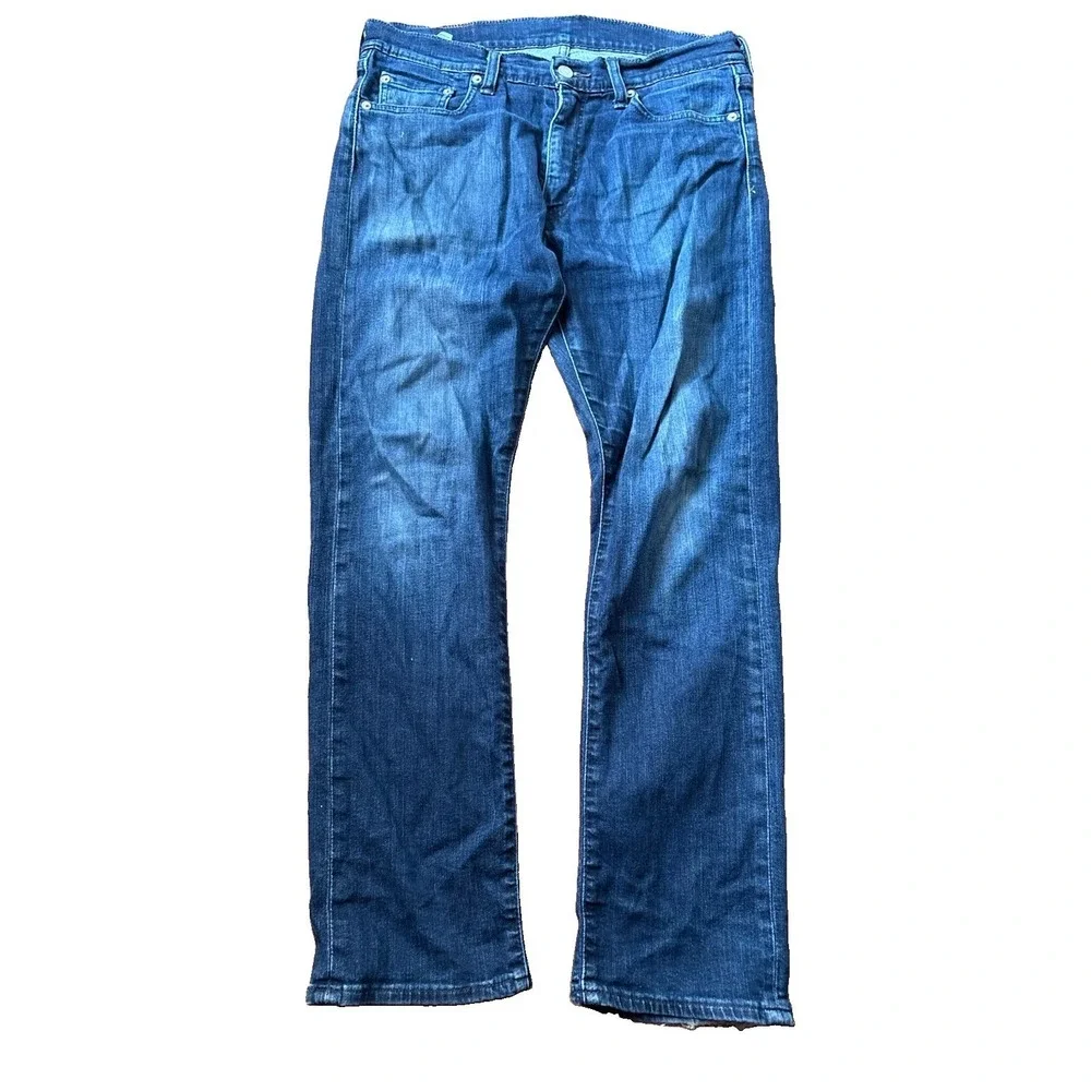 Levis 513 Jeans Mens Blue Denim Logo Cotton Stretch Mid Rise 32x30